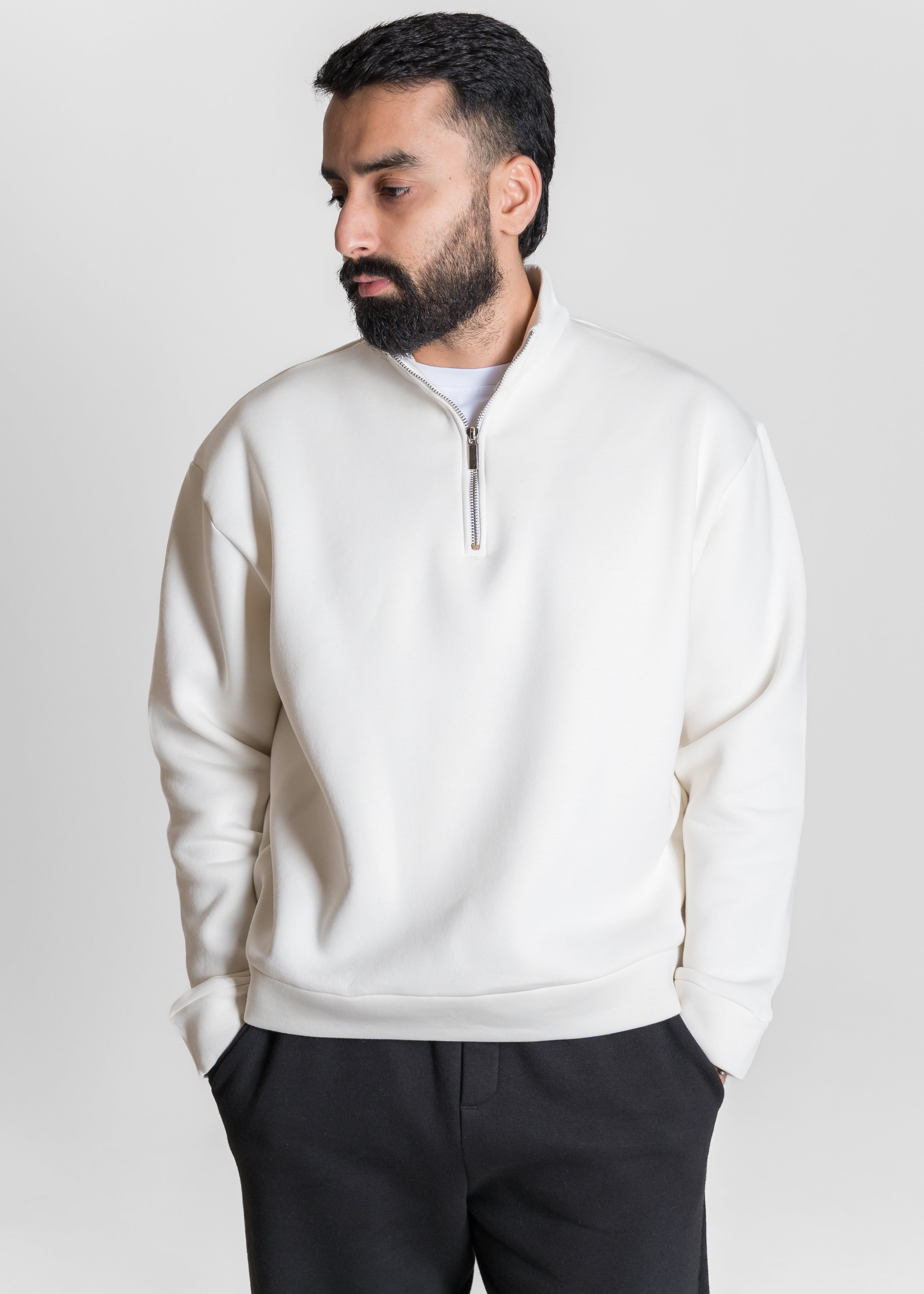 Rebuild HalfZip Sweat - ホワイト Rebuild HalfZip Sweat - ホワイト | harapeco Store