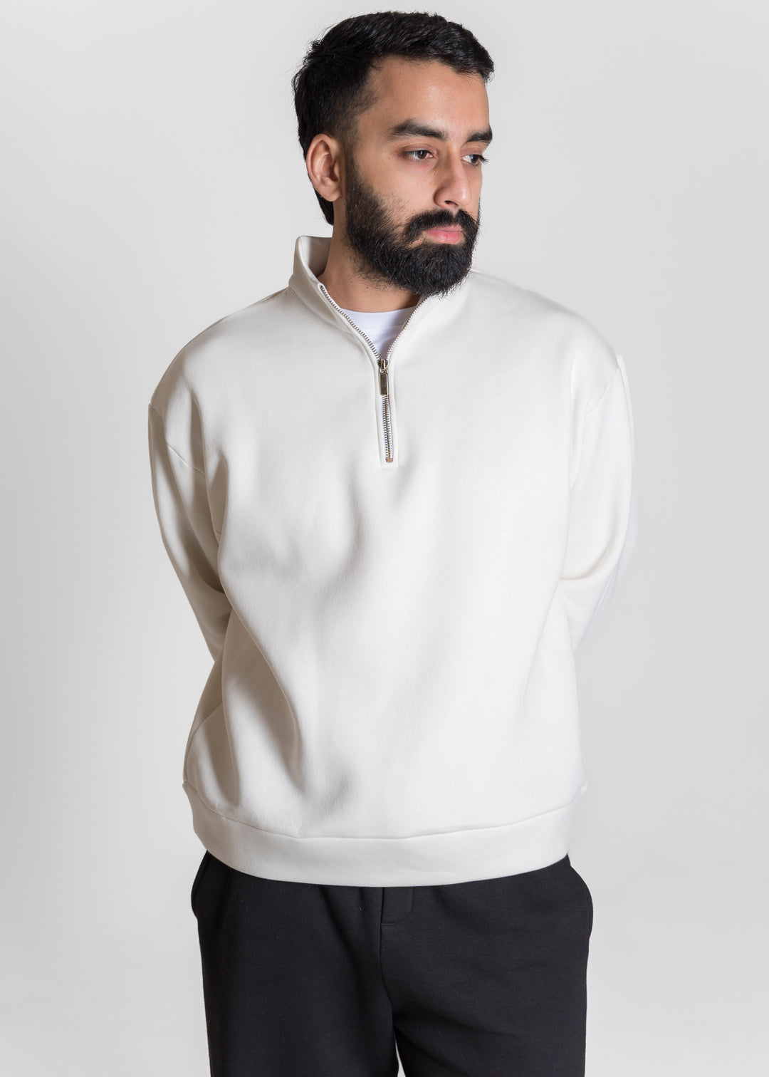 Step-Out Half-Zip Sweatshirt — Off-White