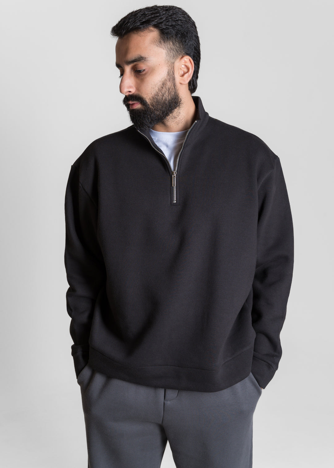 Step-Out Half-Zip Sweatshirt — Black