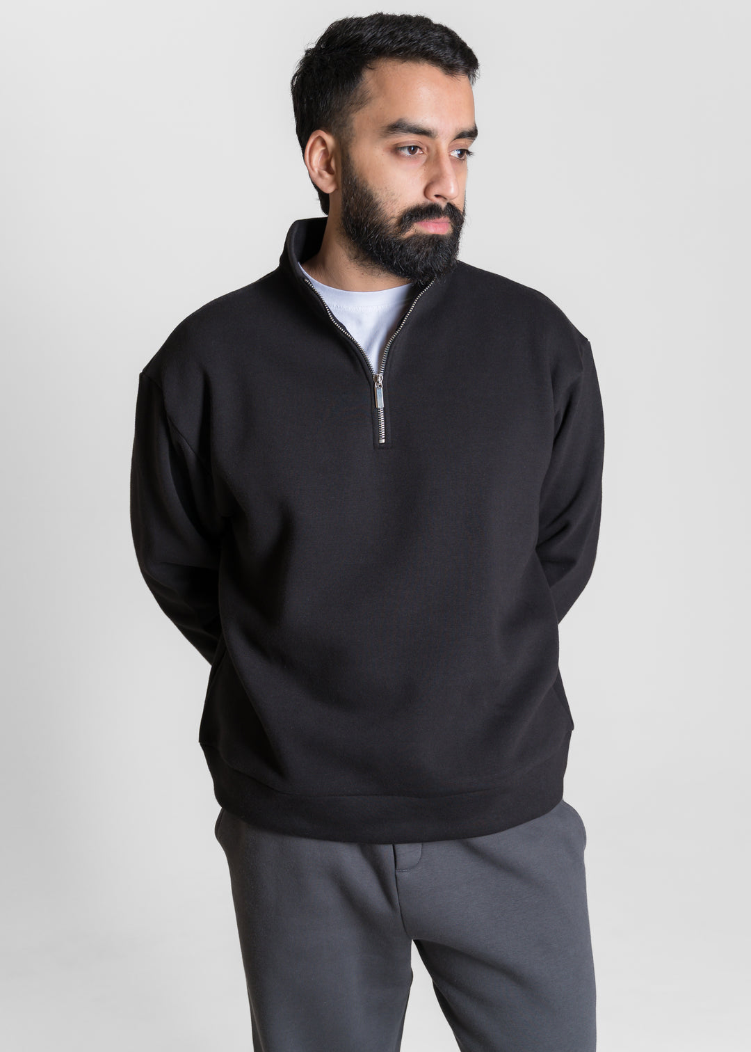 Step-Out Half-Zip Sweatshirt — Black