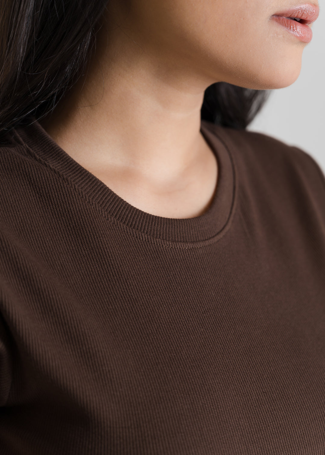 Ribbed All-Day Crop Top — Brown