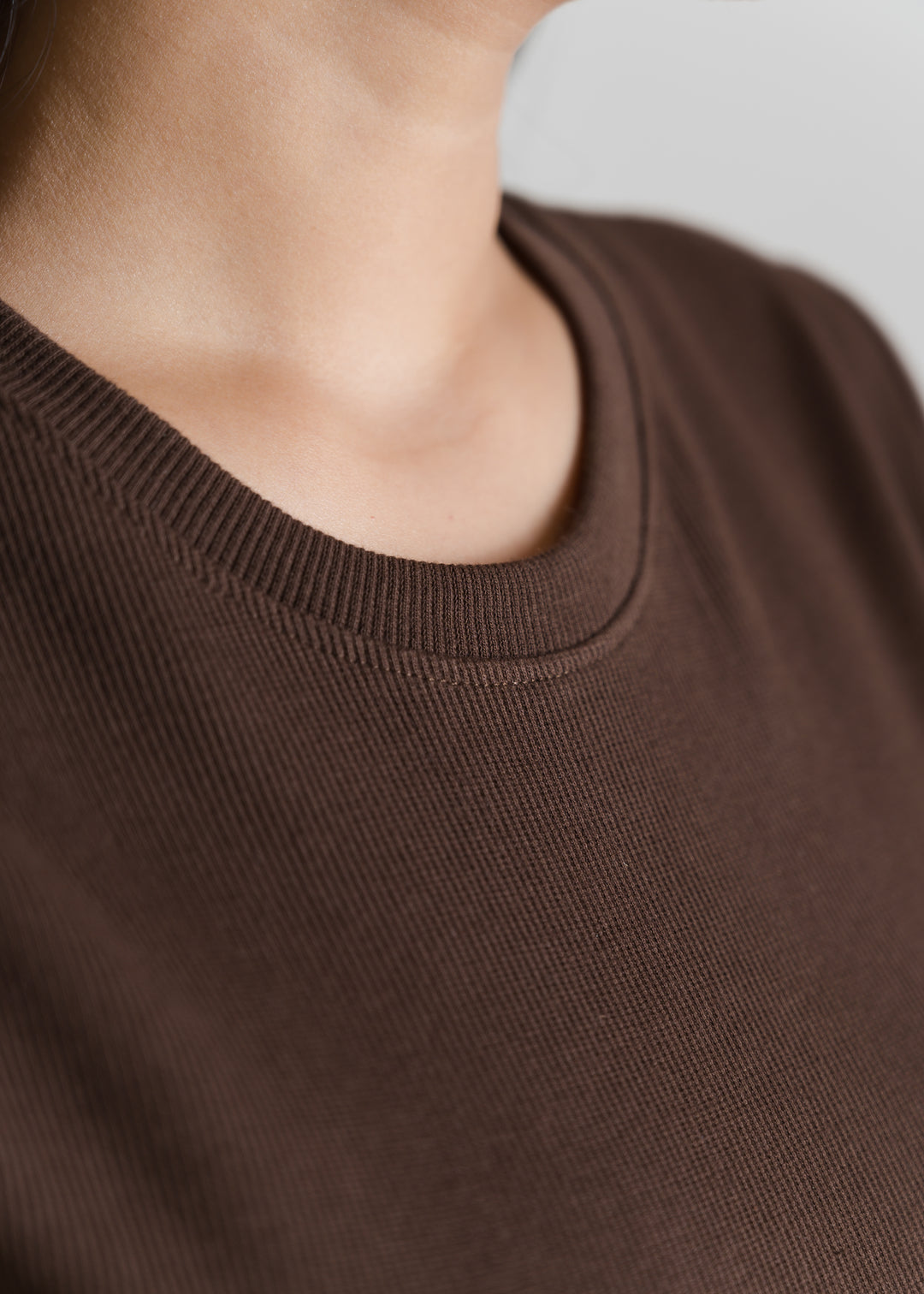 Ribbed All-Day Crop Top — Brown