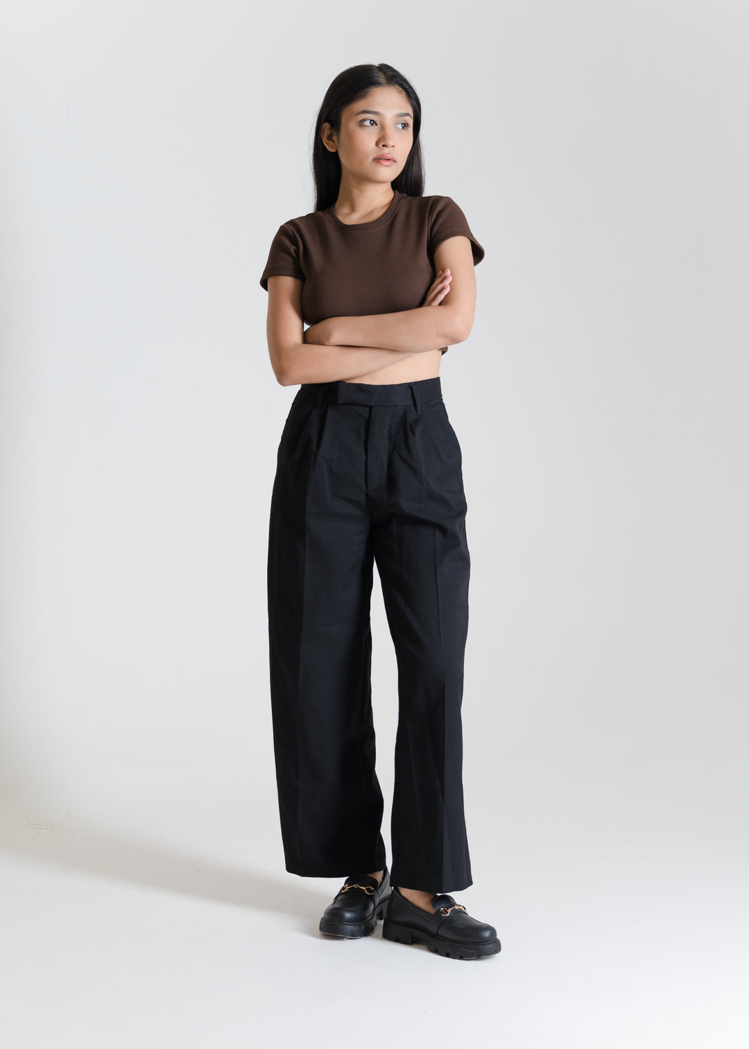 Ribbed All-Day Crop Top — Brown