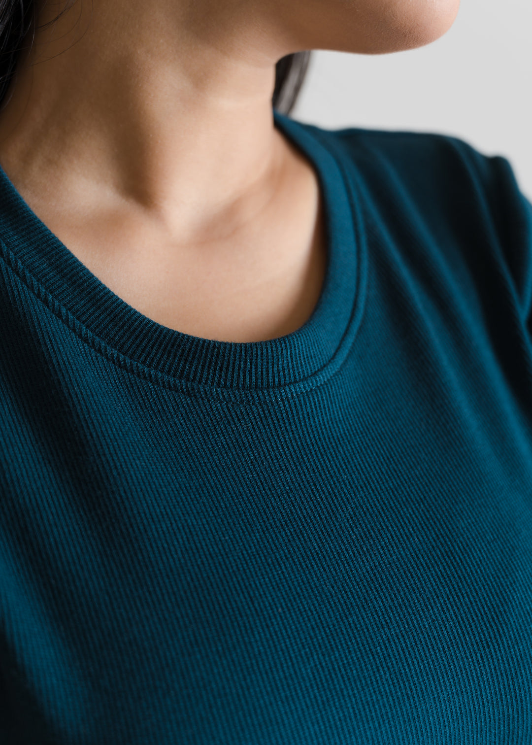 Ribbed All-Day Crop Top — Deep Teal