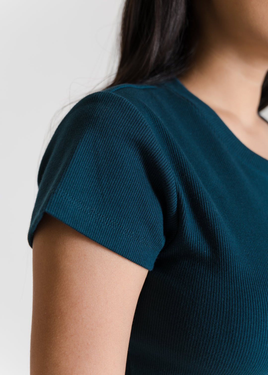 Ribbed All-Day Crop Top — Deep Teal