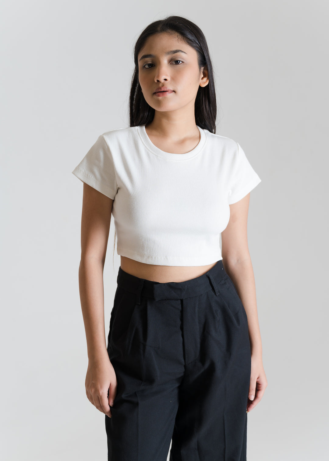 Ribbed All-Day Crop Top — Off White