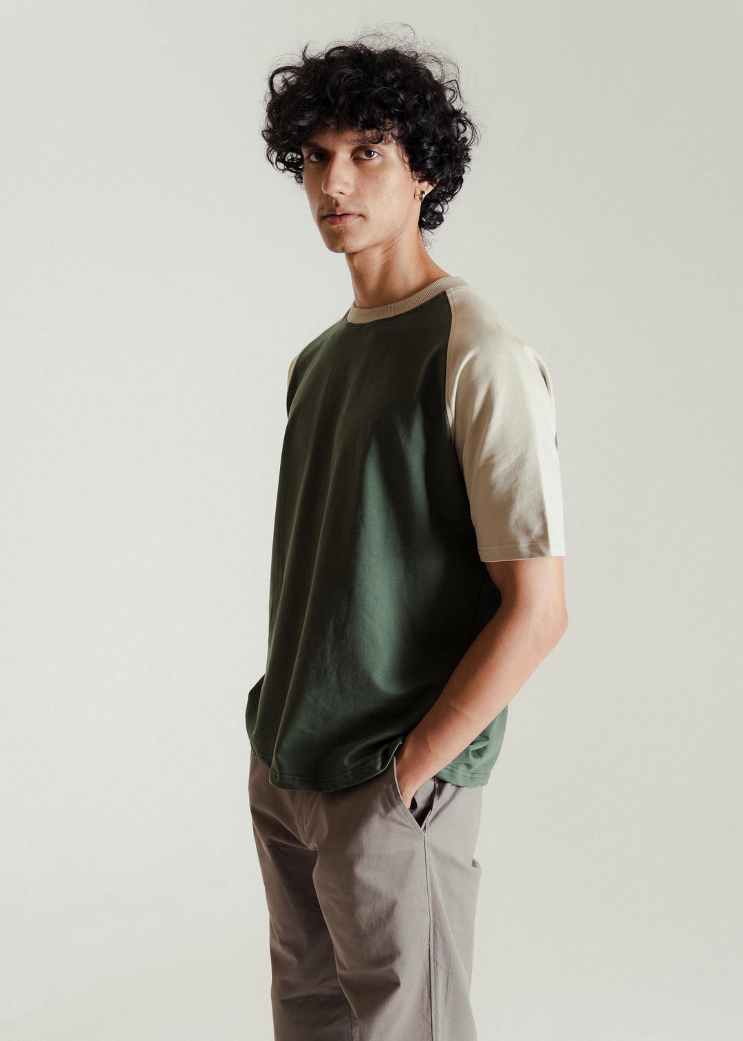 Green & Khaki — Relaxed Fit Raglan T-shirt