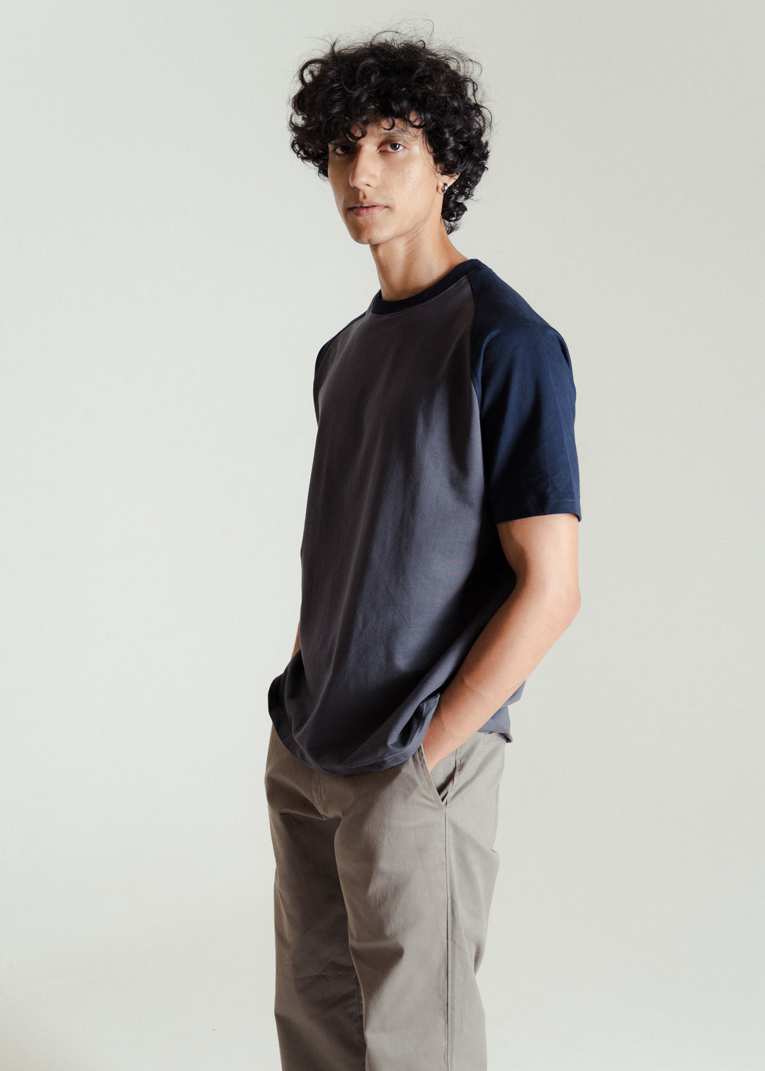 Dark Grey & Navy Blue — Relaxed Fit Raglan T-shirt