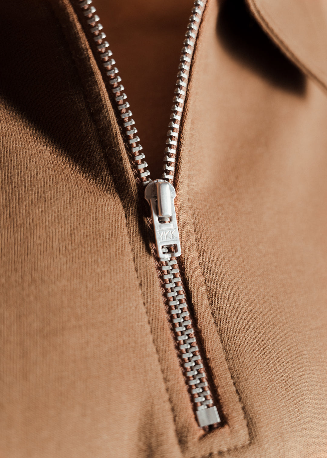 Heavy Relaxed Half Zip Polo — Brown