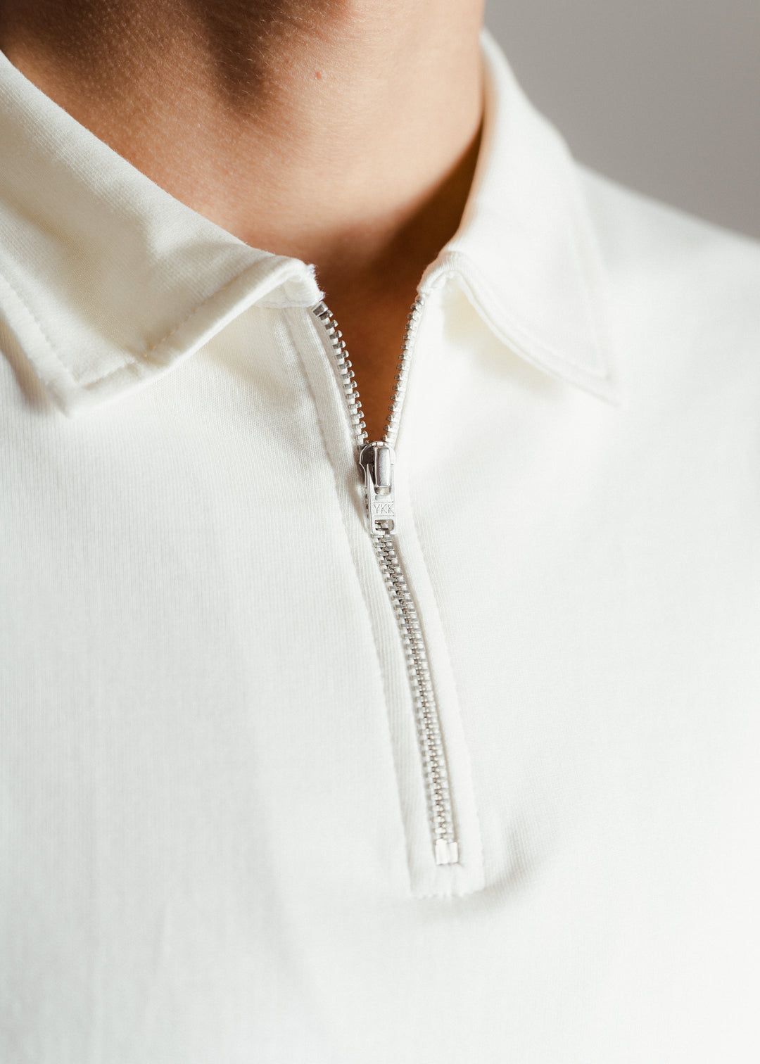 Heavy Relaxed Half Zip Polo — Off White