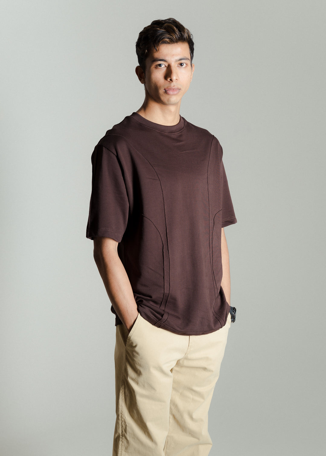 Heavy Relaxed Ridge T-shirt — Dark Brown