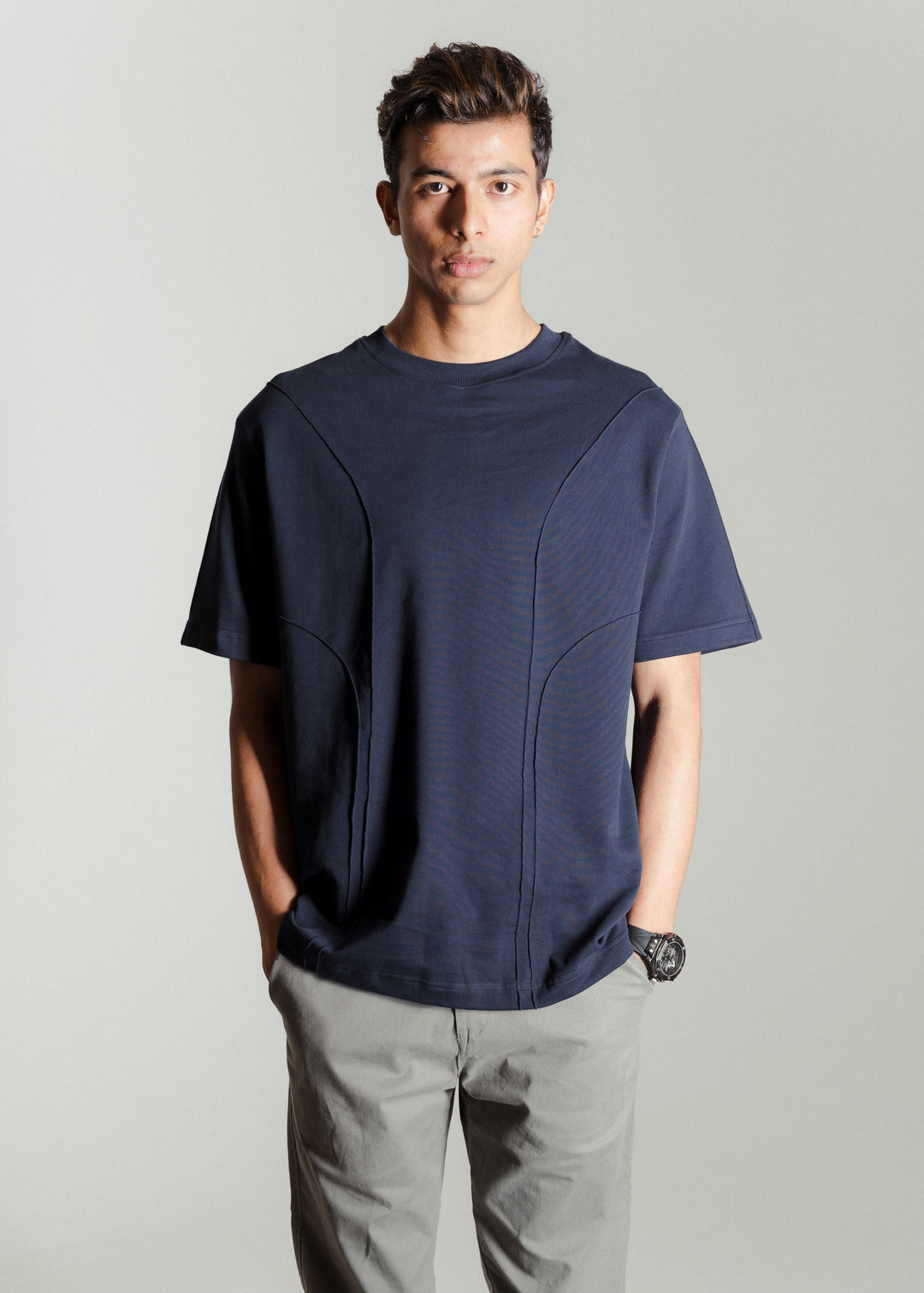 Heavy Relaxed Ridge T-shirt — Navy Blue