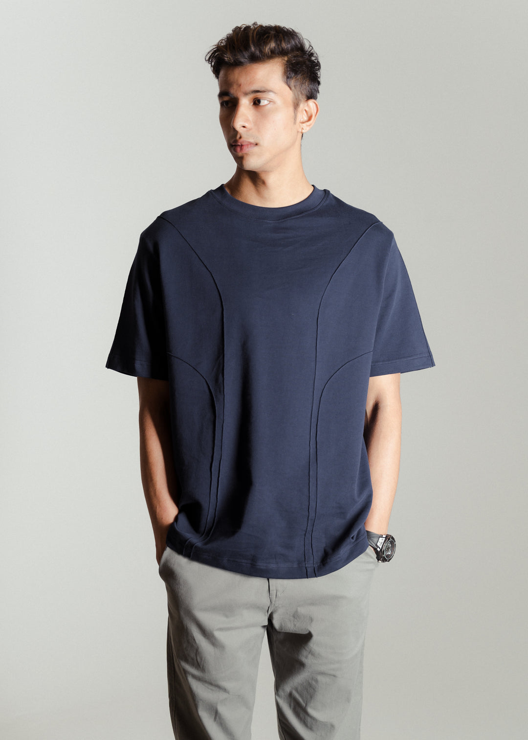 Heavy Relaxed Ridge T-shirt — Navy Blue