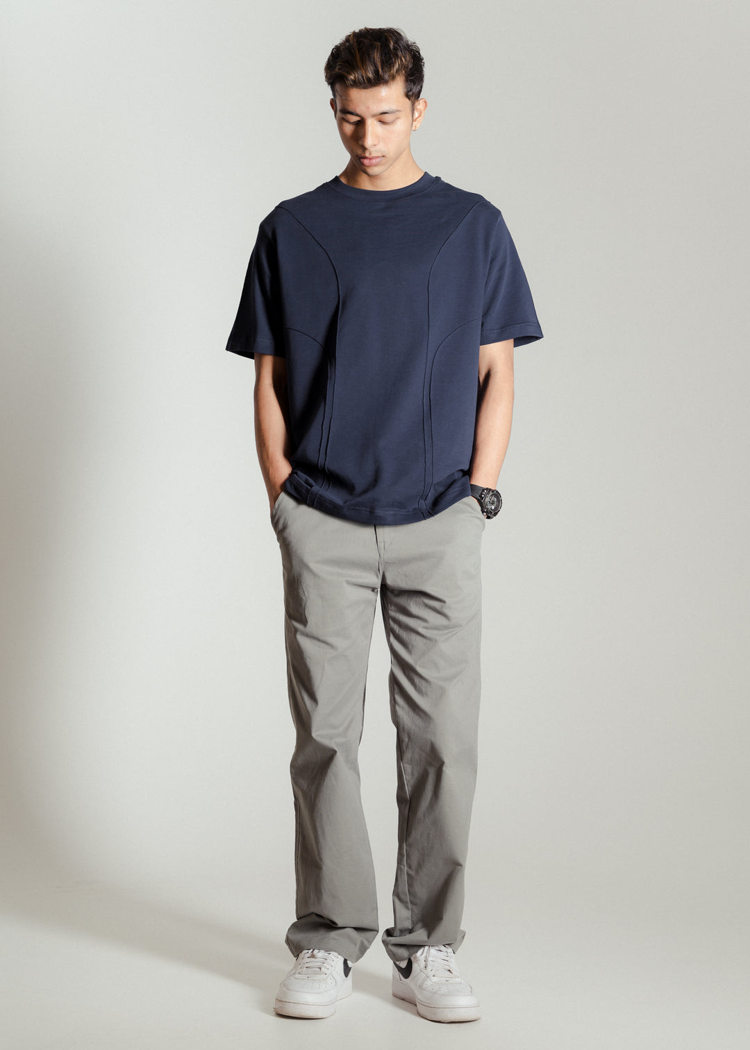 Heavy Relaxed Ridge T-shirt — Navy Blue