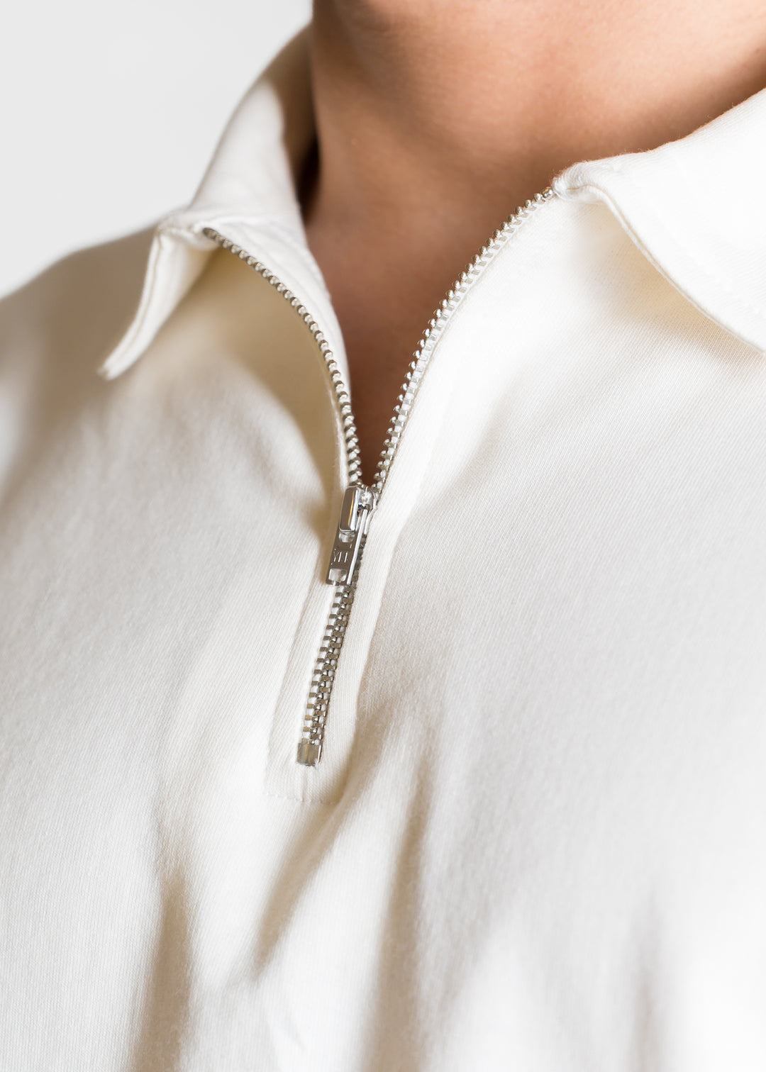 Heavy Relaxed Half Zip Polo — Off White