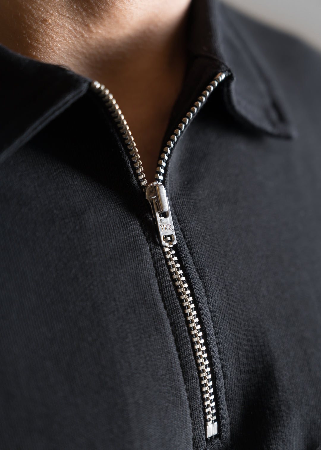 Heavy Relaxed Half Zip Polo — Black