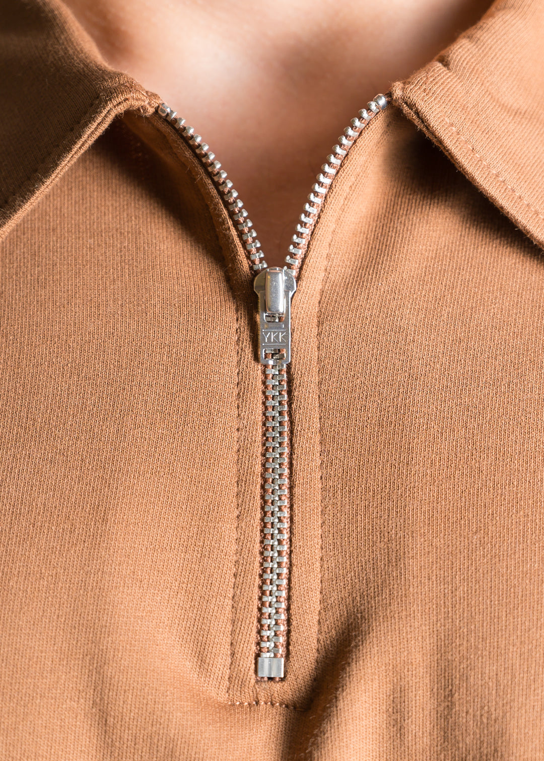 Heavy Relaxed Half Zip Polo — Brown