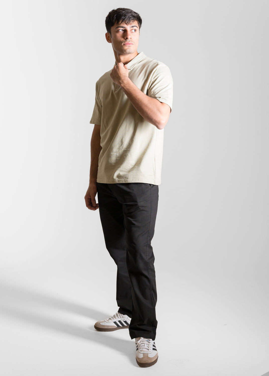 Heavy Relaxed Half Zip Polo — Light Khaki