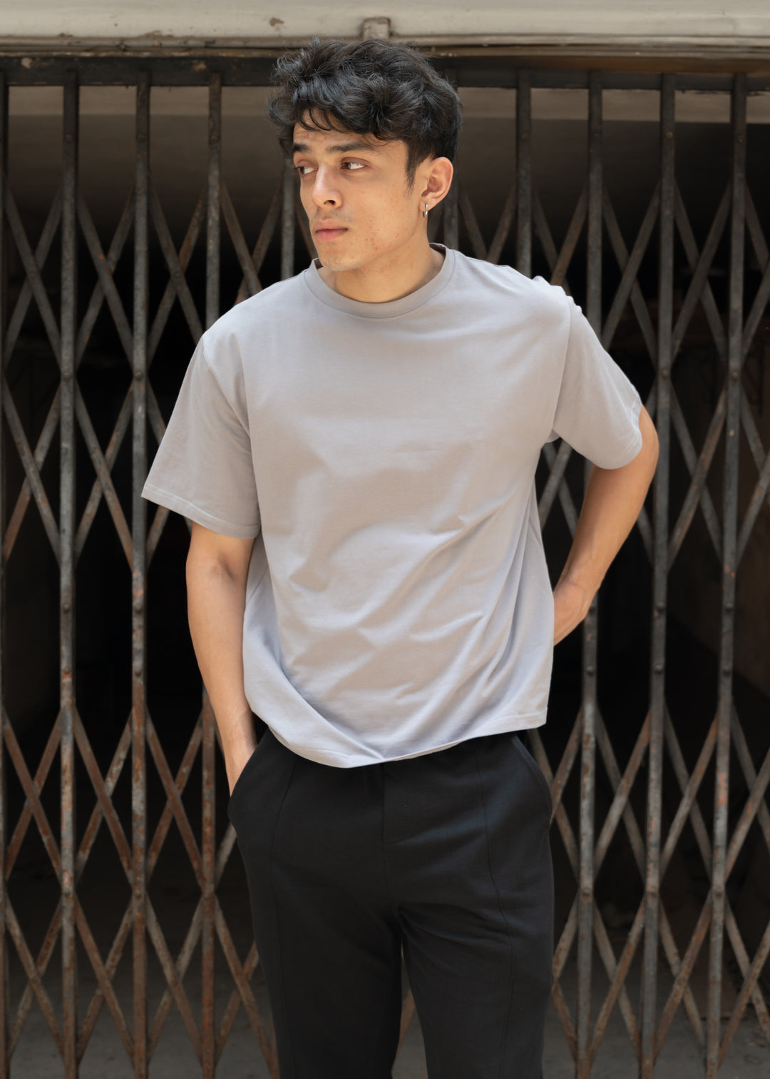 Stretch Box-Fit T-shirt — Steel Grey