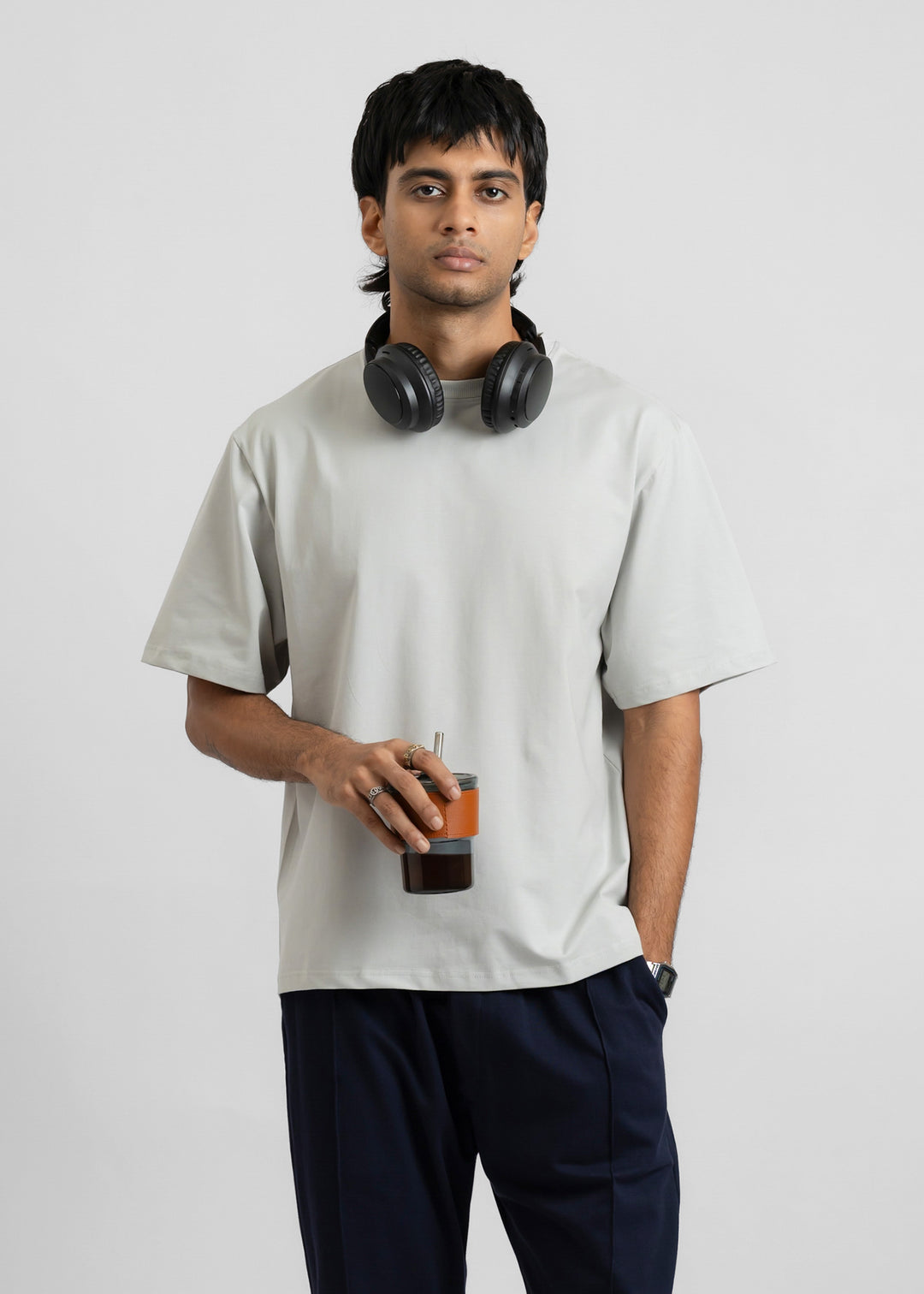 Stretch Box-Fit T-shirt — Steel Grey