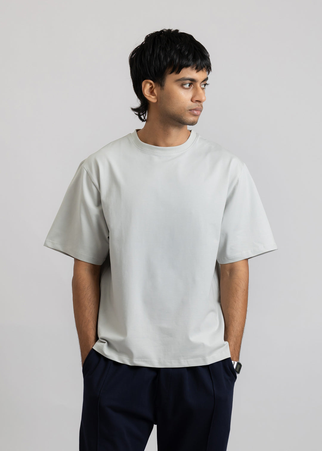 Stretch Box-Fit T-shirt — Steel Grey