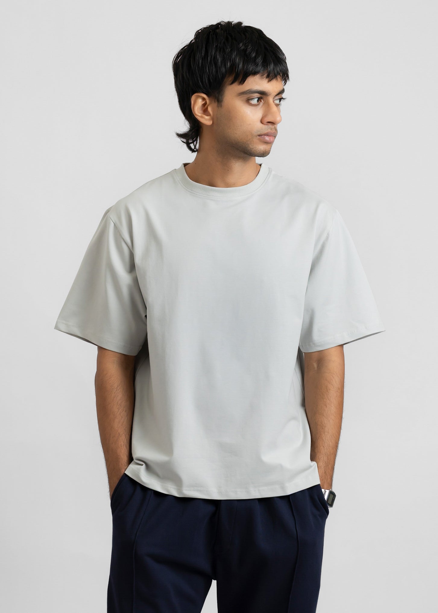 Stretch Box-Fit T-shirt — Steel Grey