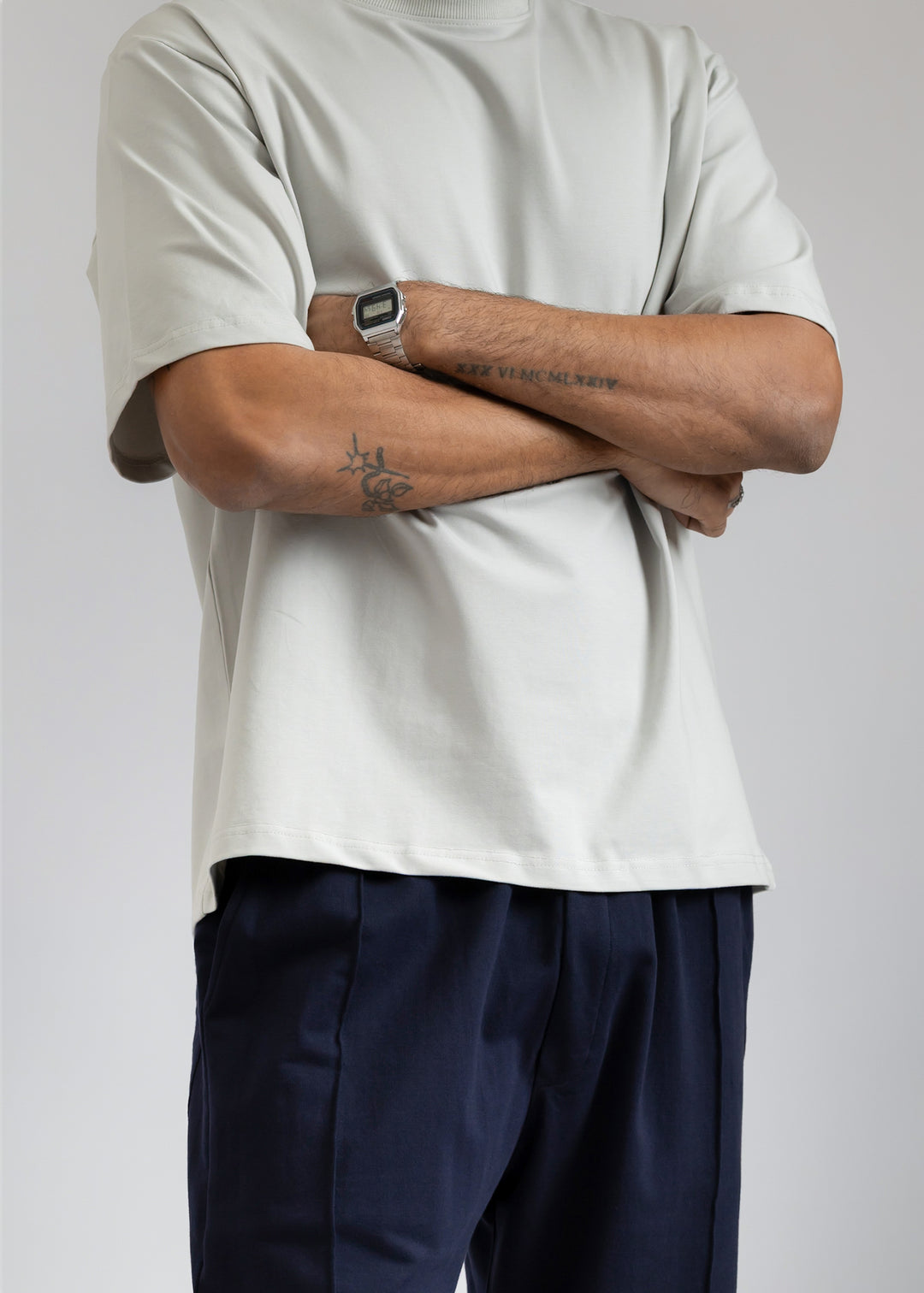 Stretch Box-Fit T-shirt — Steel Grey