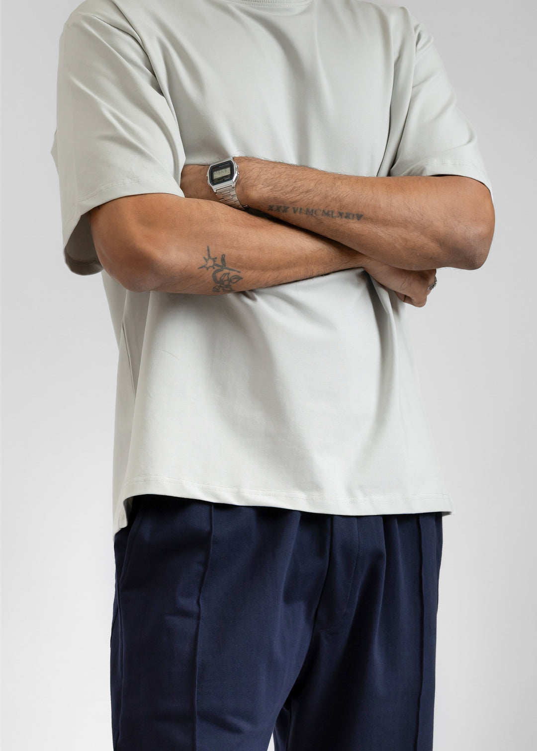 Stretch Box-Fit T-shirt — Steel Grey