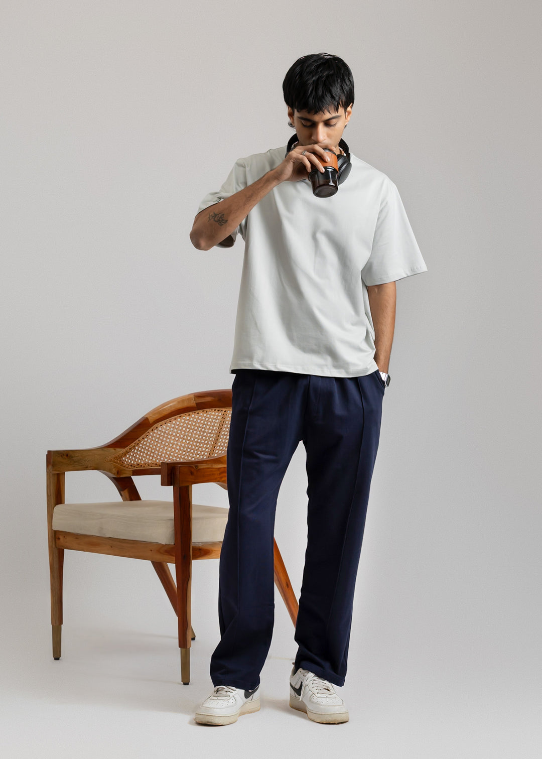 Stretch Box-Fit T-shirt — Steel Grey