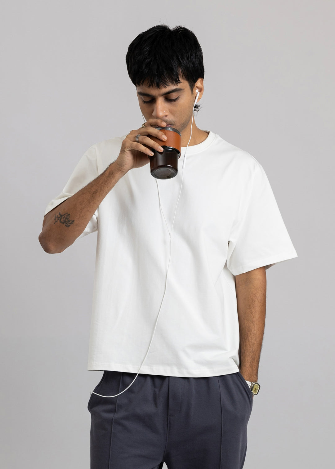 Stretch Box-Fit T-shirt — Off White