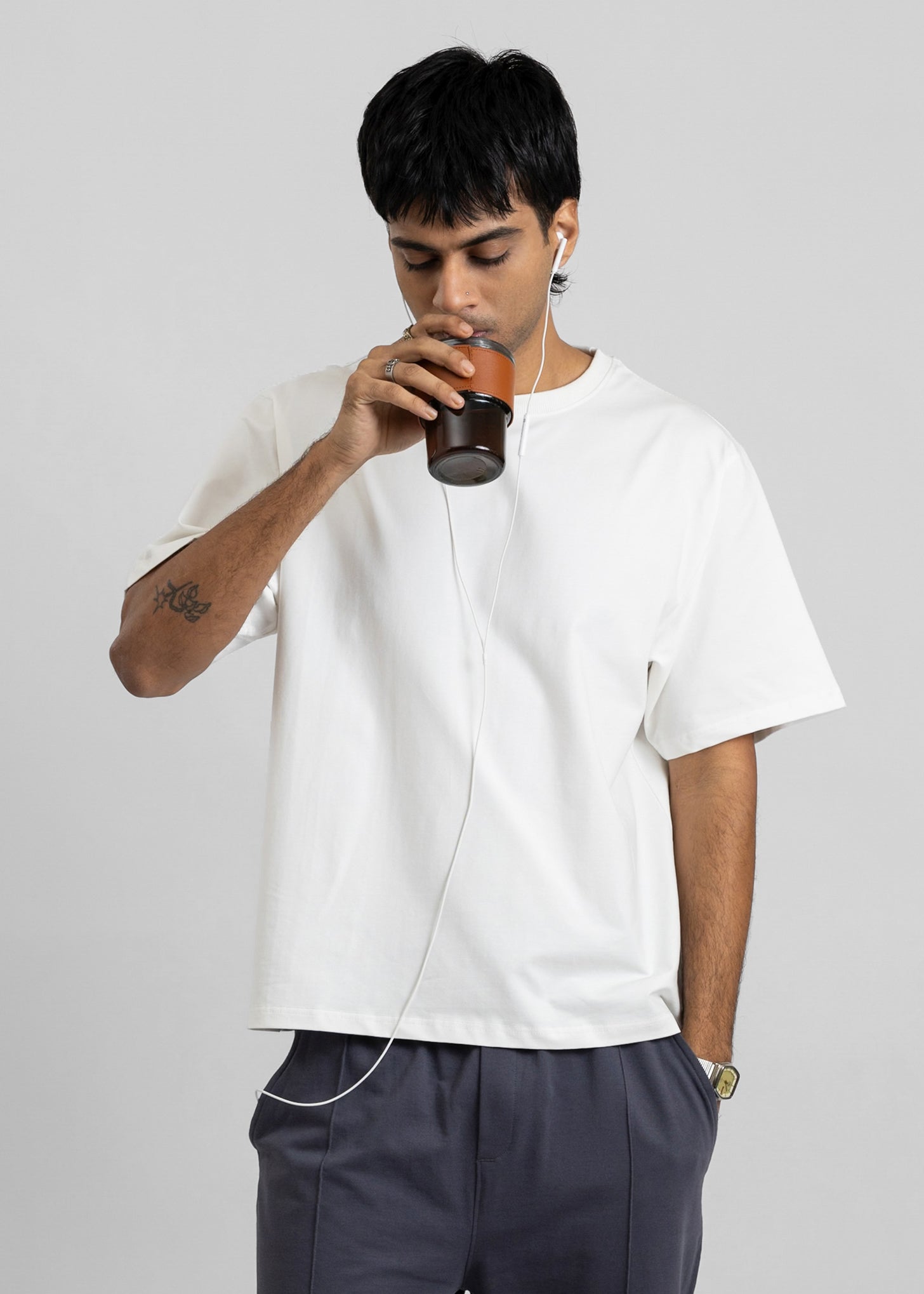 Stretch Box-Fit T-shirt — Off White
