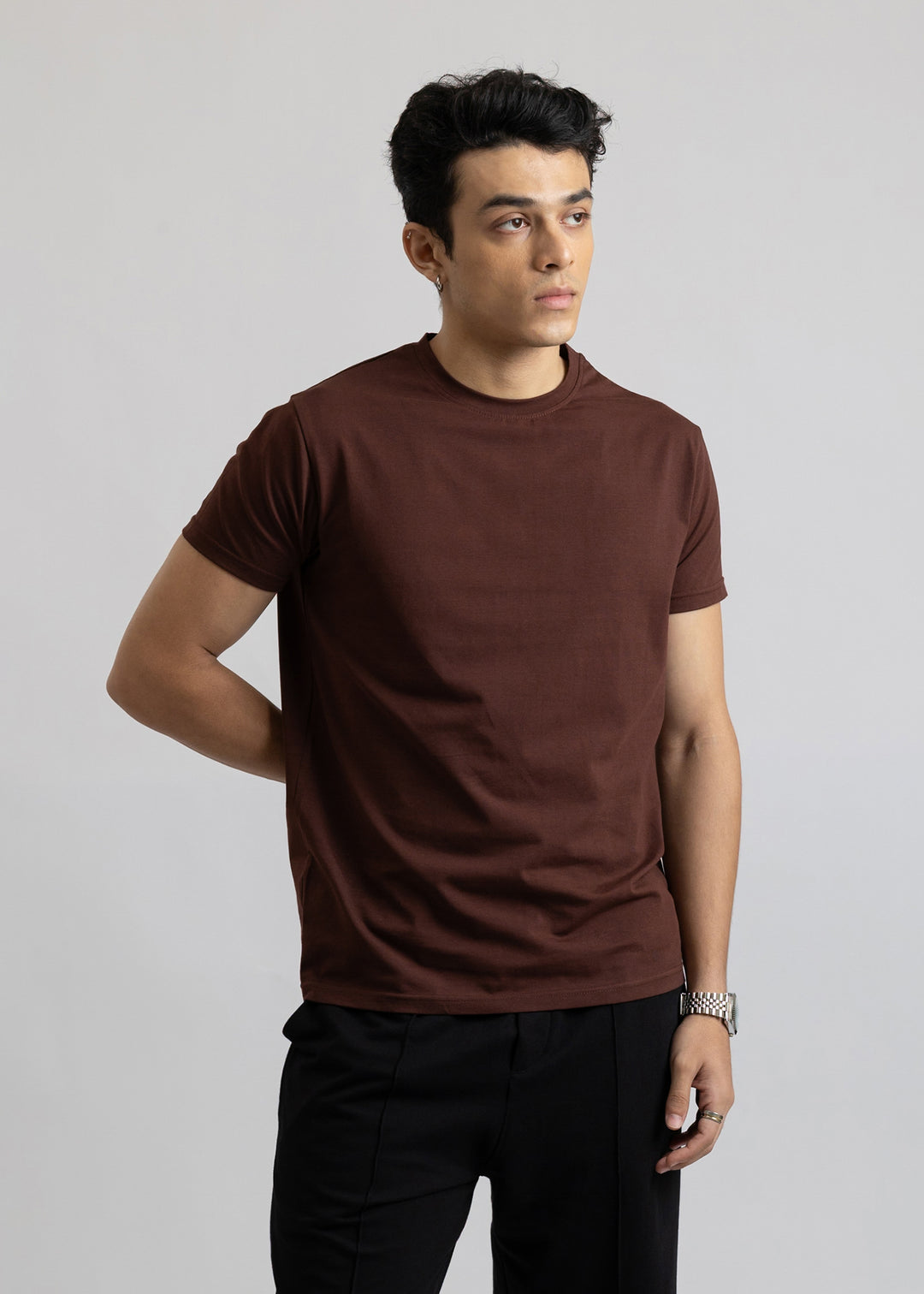 Stretch Slim Fit T-shirt — Dark Brown
