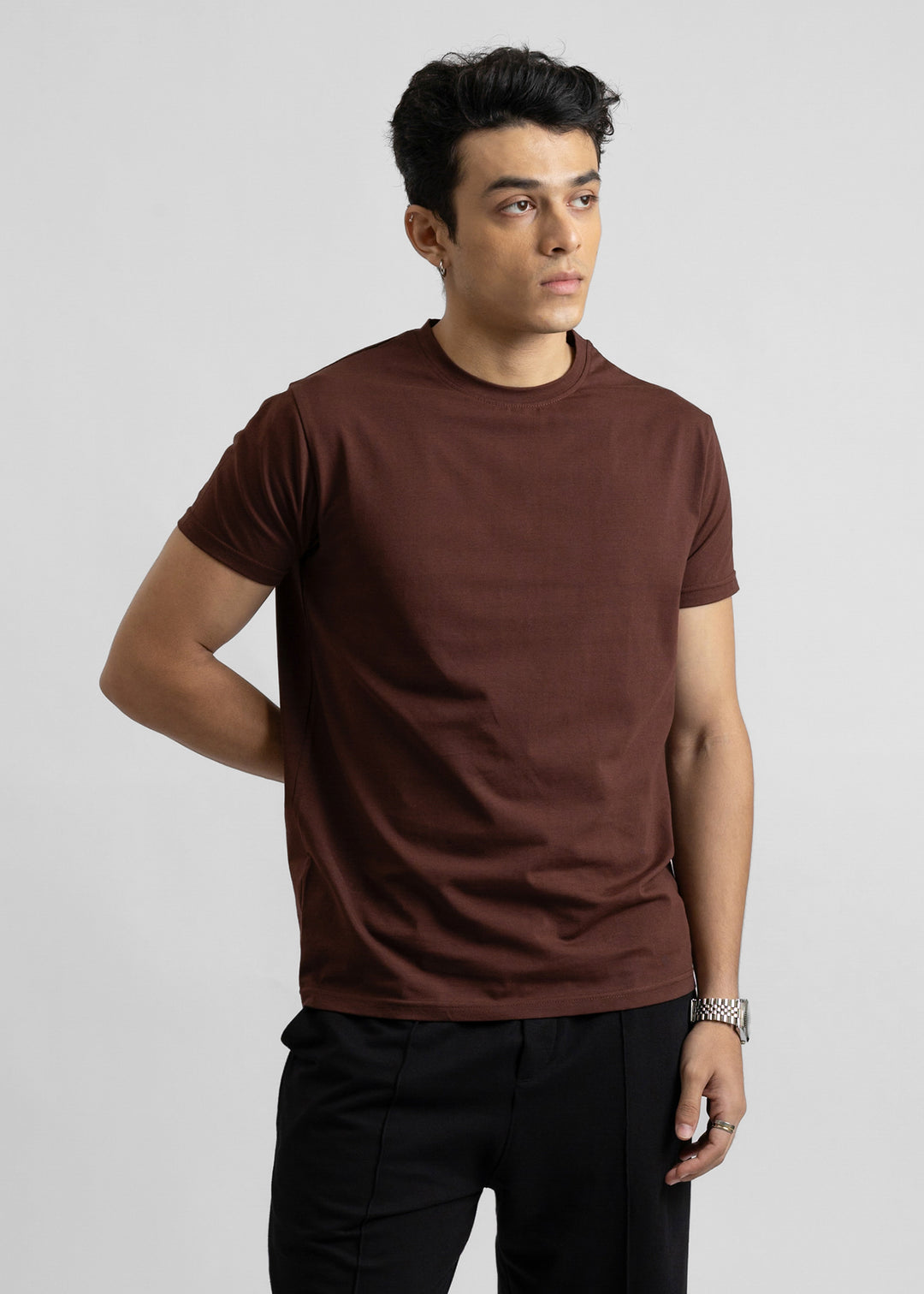 Stretch Slim Fit T-shirt — Dark Brown