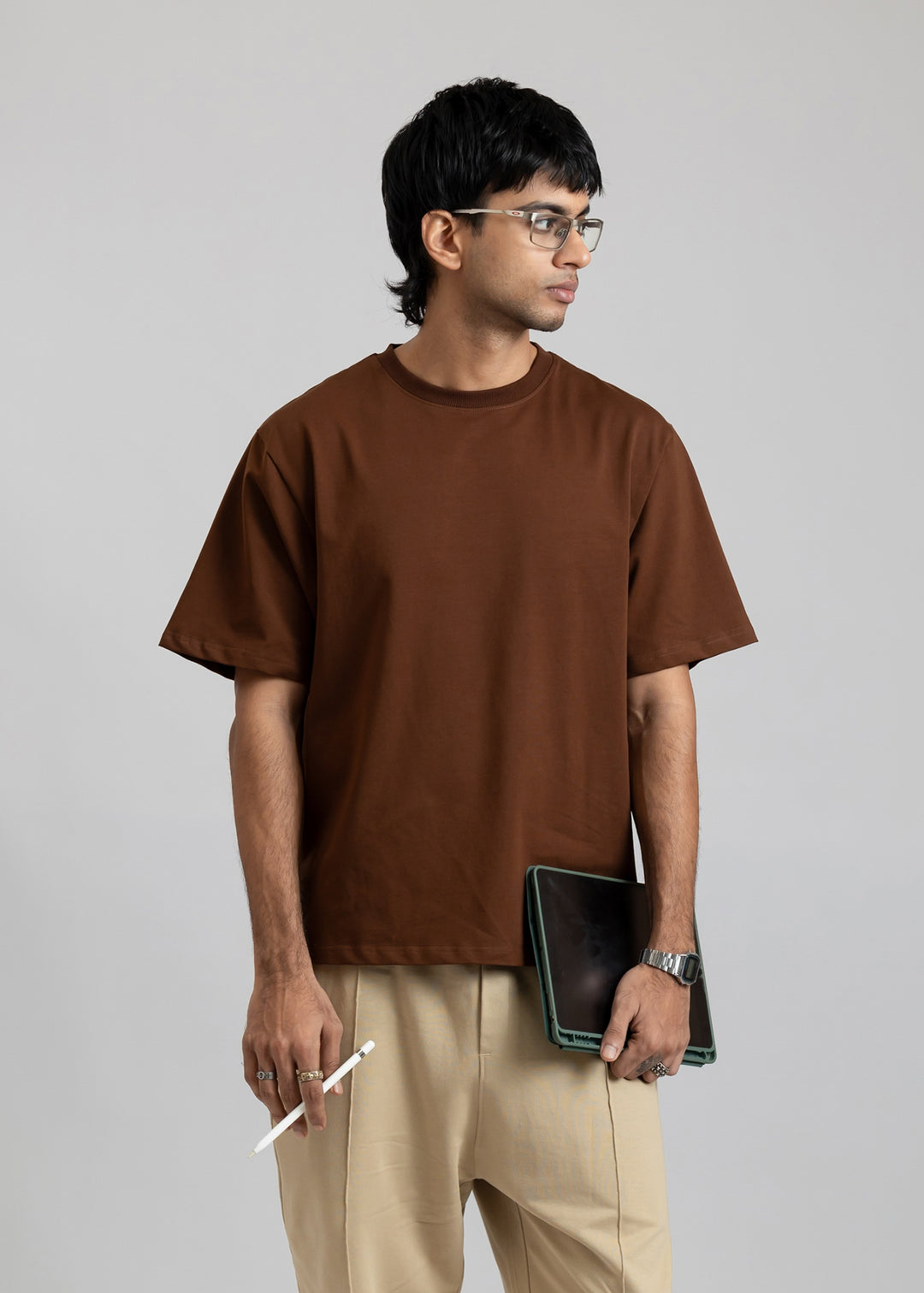 Stretch Box Fit T-shirt — Coffee Brown