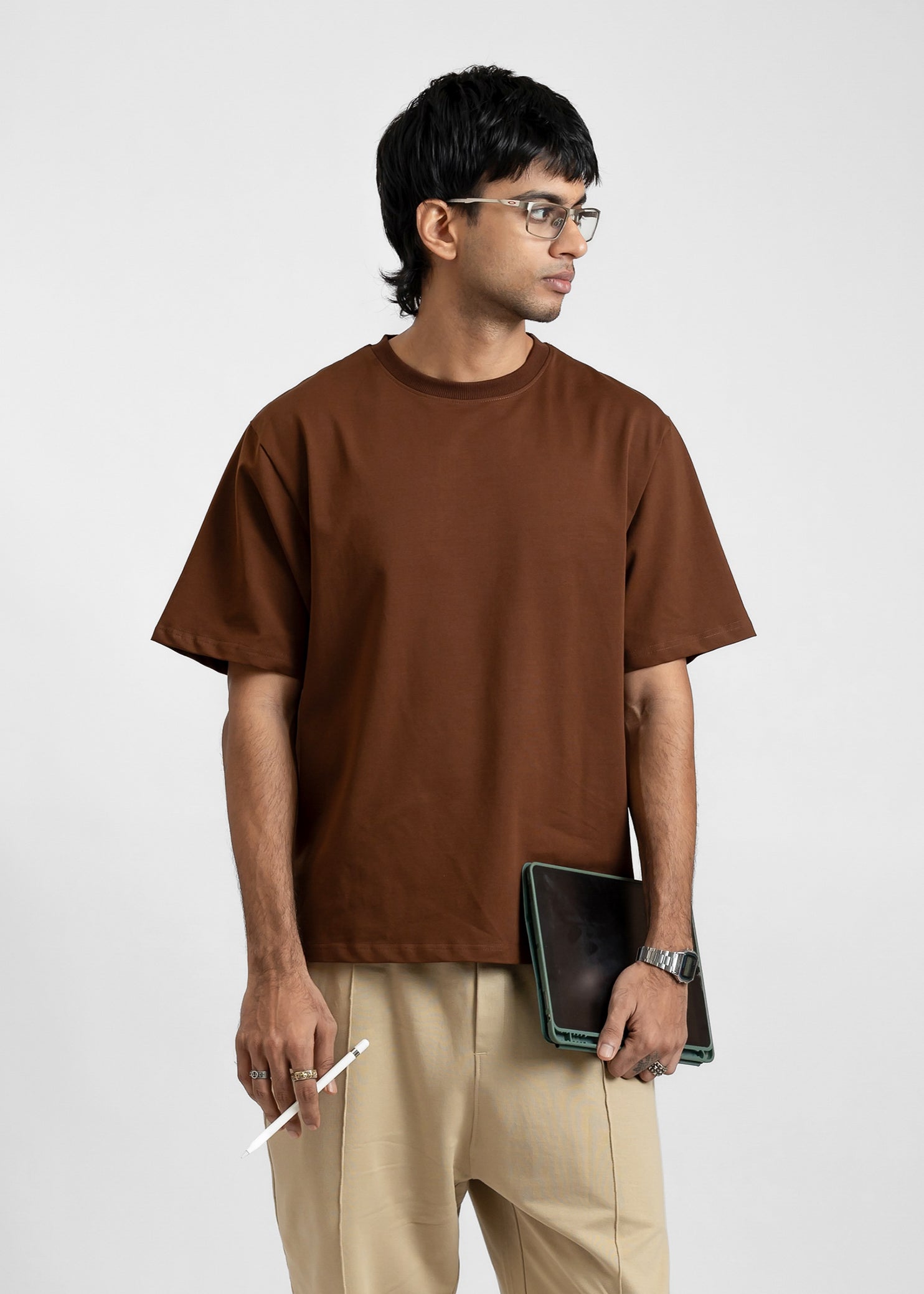 Stretch Box Fit T-shirt — Coffee Brown