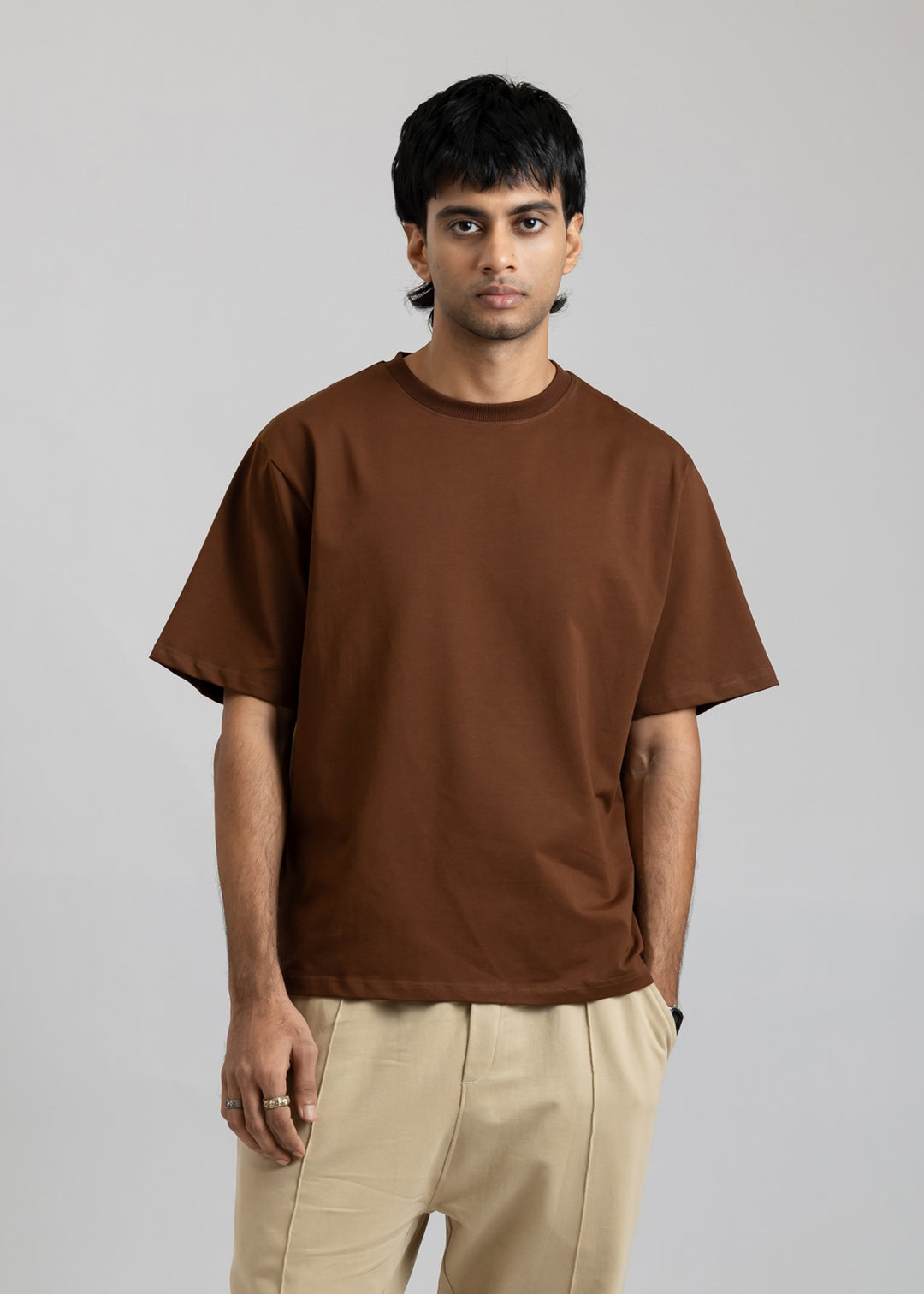 Stretch Box Fit T-shirt — Coffee Brown