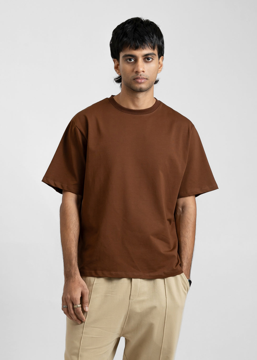 Stretch Box Fit T-shirt — Coffee Brown