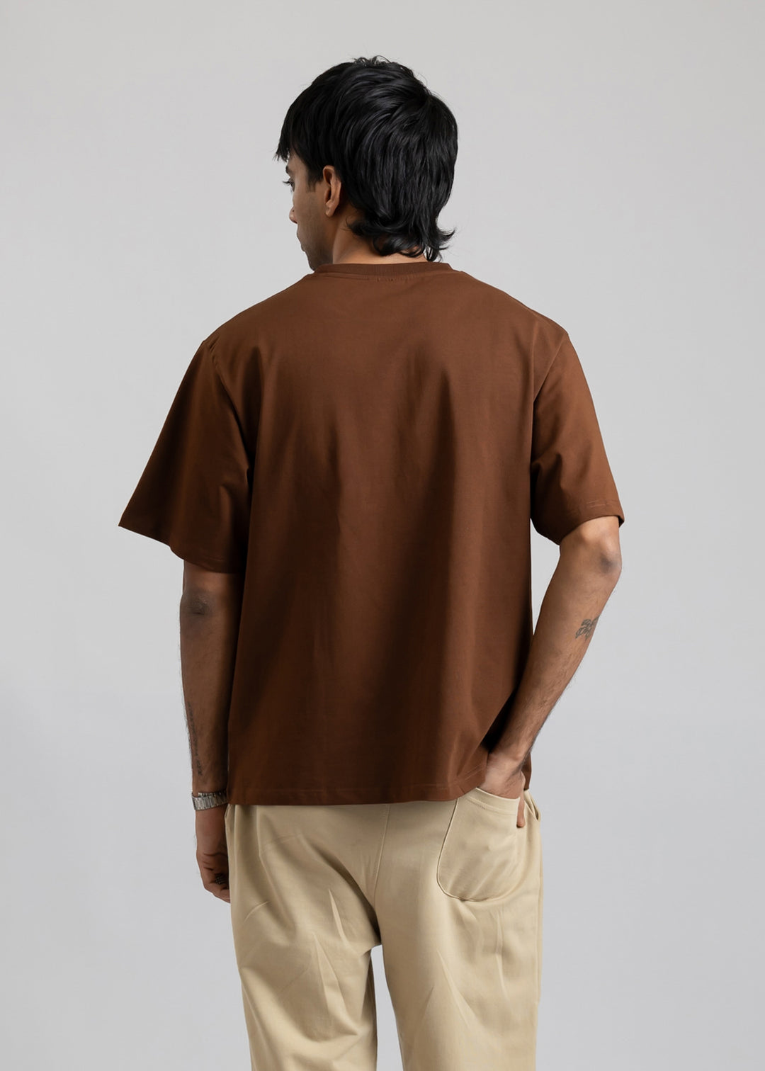 Stretch Box Fit T-shirt — Coffee Brown