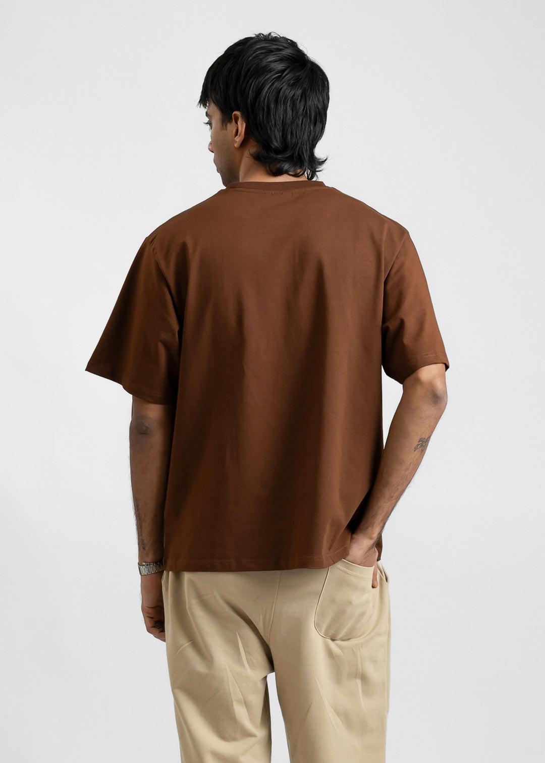 Stretch Box Fit T-shirt — Coffee Brown
