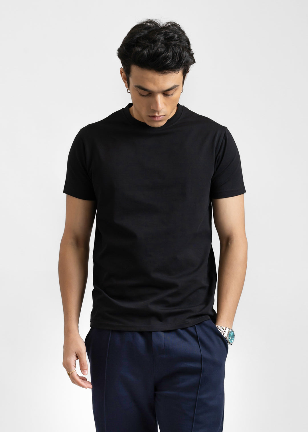 Stretch Slim Fit T-shirt — Black