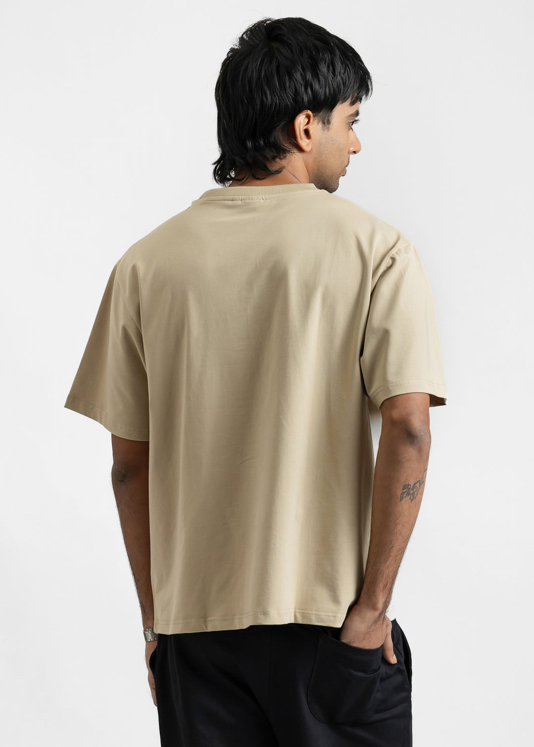 Stretch Box-Fit T-shirt — Beige
