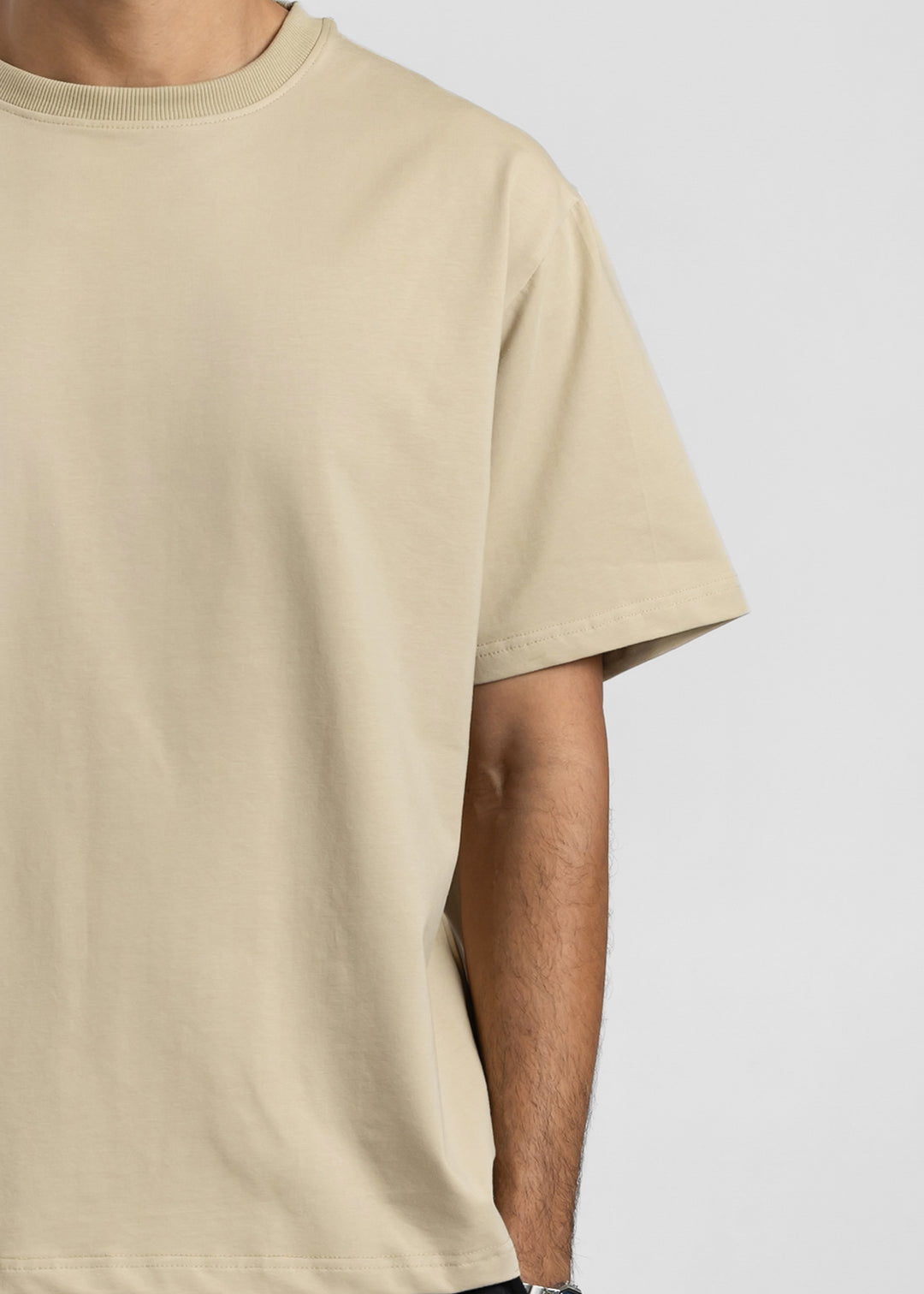 Stretch Box-Fit T-shirt — Beige
